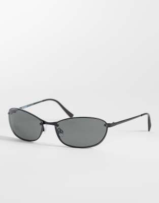 Lunettes de soleil ovales sans monture - Noir