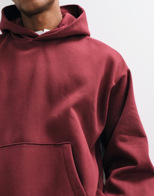 Weekday luźna oversize'owa bluza z kapturem w kolorze bordowym, 3 z 10