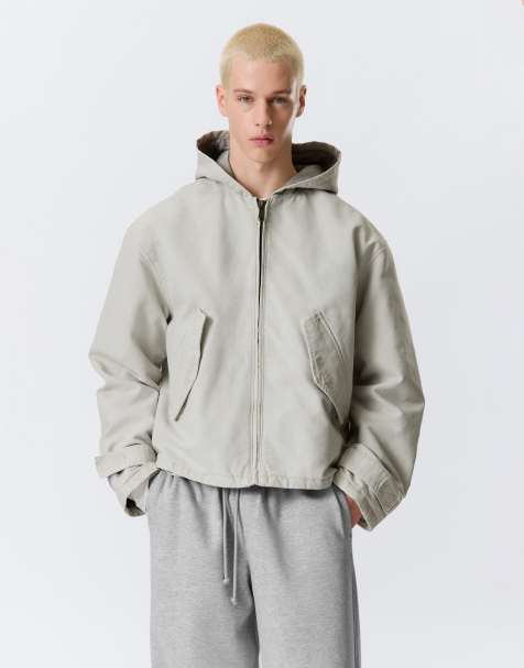 Weekday - Lysegrå bomber-jakke i kanvas - view 1