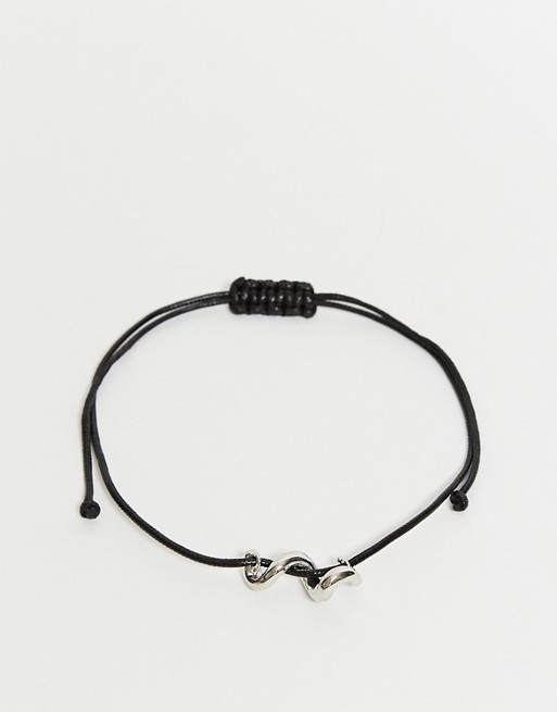 Weekday Mae cord necklace in black