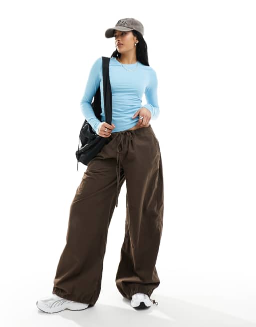 Weekday - Maglietta a maniche lunghe slim blu turchese