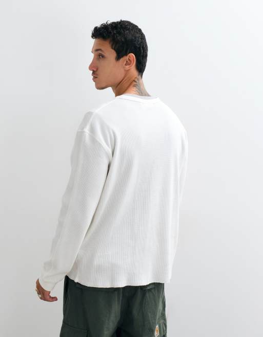 Weekday maglietta a maniche lunghe waffle in bianco sporco, 3 di 5