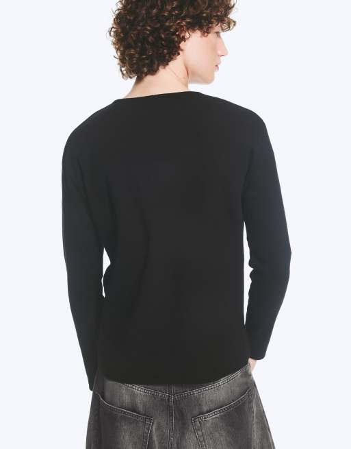 Weekday maglietta serafino a maniche lunghe a coste nera, 4 di 4