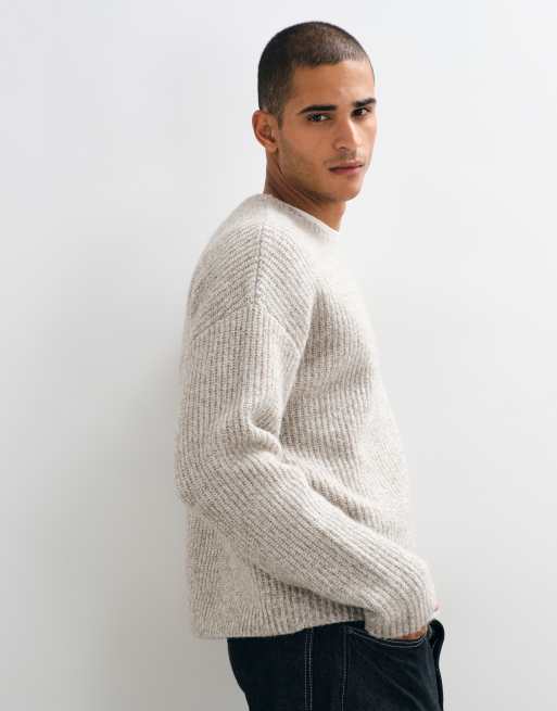Weekday maglione a maglia grossa in filato ritorto bicolore beige chiaro, 1 di 5