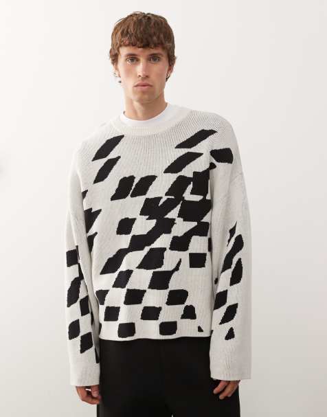 Weekday - Maglione bianco sporco con grafica spezzata - view 1