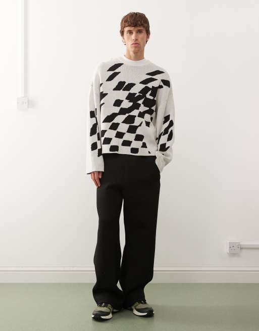 Weekday - Maglione bianco sporco con grafica spezzata, 2 di 5