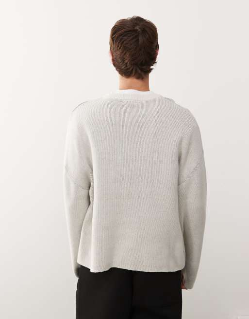 Weekday - Maglione bianco sporco con grafica spezzata, 3 di 5