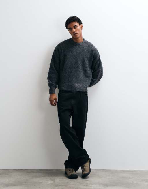 Weekday - Maglione in misto lana grigio scuro mélange, 2 di 5