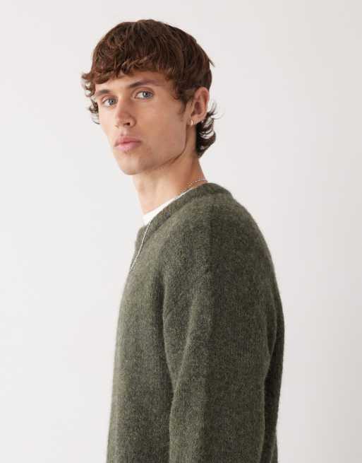 Weekday - Maglione in misto lana verde scuro mélange, 4 di 5