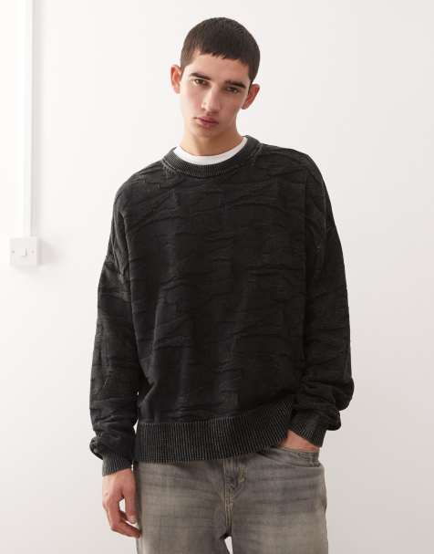 Weekday - Maglione nero squadrato con texture in 3D - view 1