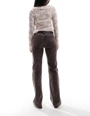 Weekday Maisie Low Waist Slightly Flared Pants In Brown