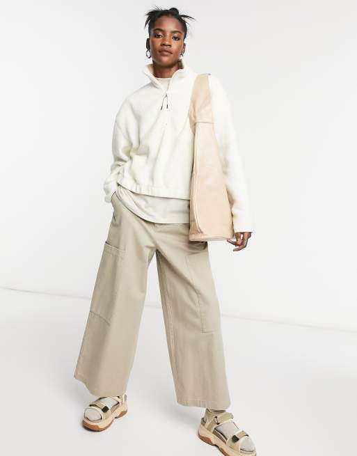 Weekday Maja fleece sweatshirt in beige ASOS