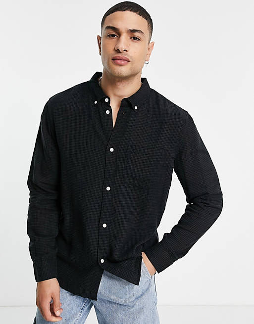 Weekday malcon structured shirt in black