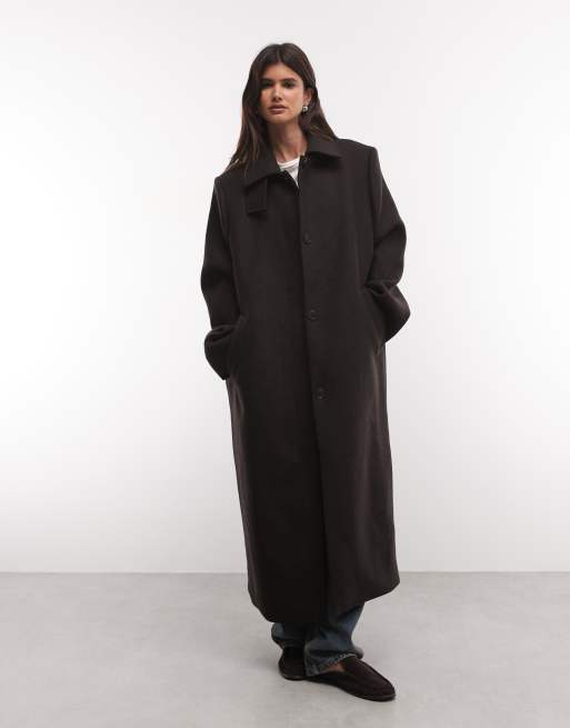 Weekday manteau car en mélange de laine marron à chevrons, 3 de 4