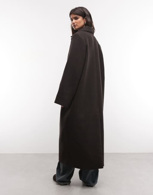 Weekday manteau car en mélange de laine marron à chevrons, 4 de 4