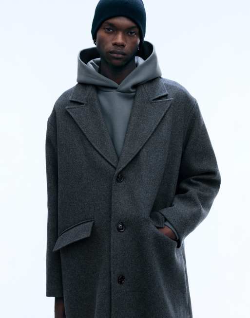 Weekday manteau en mélange de laine gris foncé chiné, 2 de 4