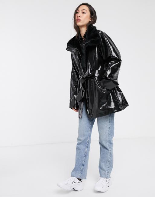 Manteau vinyl best sale noir femme