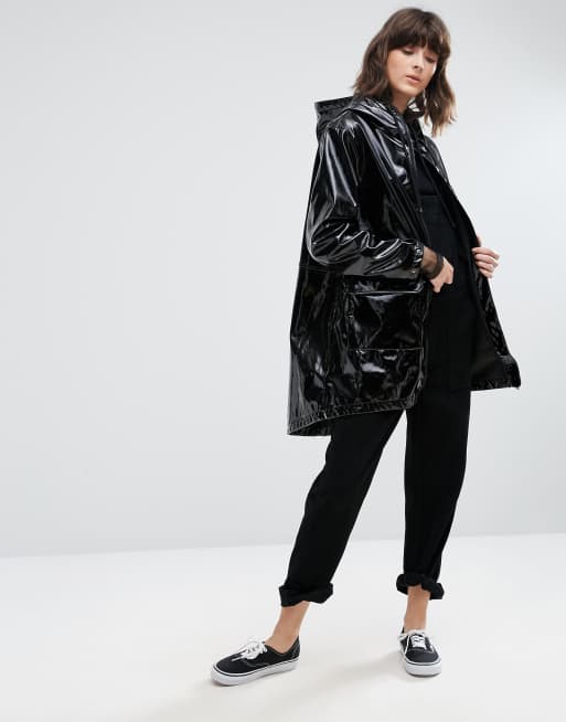 Manteau vinyl noir femme new arrivals