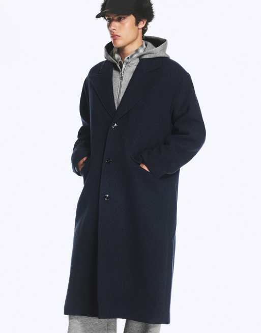 Weekday Mantel aus Wollmix in marineblau meliert, 2 von 5