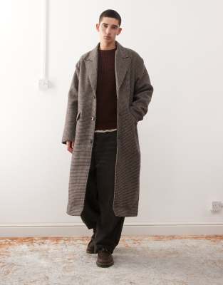 Mantel aus Wollmix in Schwarz und Beige kariert Schwarz XL