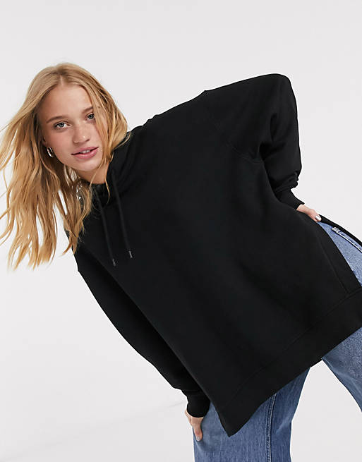 Weekday Marcie longline oversized hoodie in black | ASOS