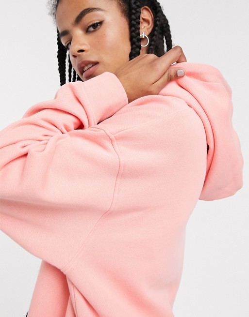 Weekday Marcie longline oversized hoodie in peach pink