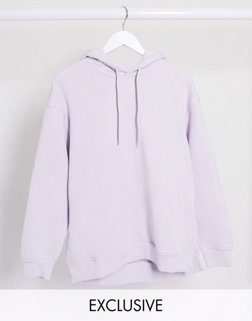 Weekday Marcie organic cotton longline hoodie in lilac ASOS