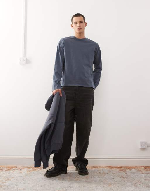 Weekday – Marinblå t-shirt i oversize med boxig passform och långa ärmar, 2 av 5