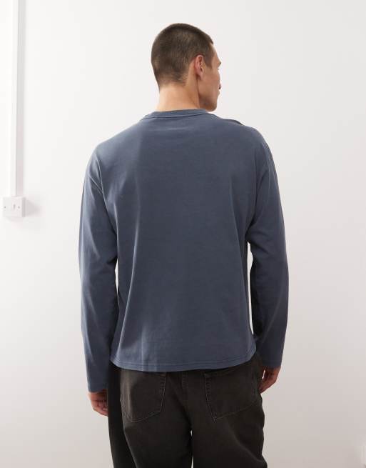 Weekday – Marinblå t-shirt i oversize med boxig passform och långa ärmar, 3 av 5