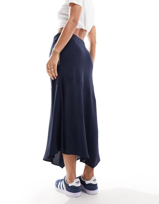 [RECTO] / ☆ 24FW ASYMMETRIC LONG SKIRT / DARK NAVY RECTO - Official Website