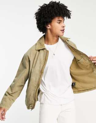 Weekday martin cotton zip through jacket in stone