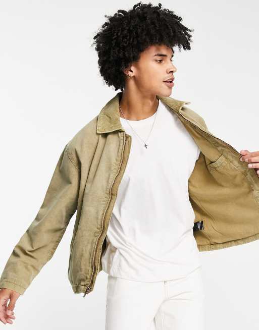 Weekday martin cotton zip through jacket in stone | ASOS