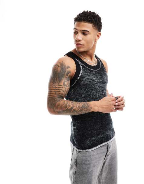Weekday – Matheus – Gestricktes Tanktop in verwaschenem Schwarz - view 1