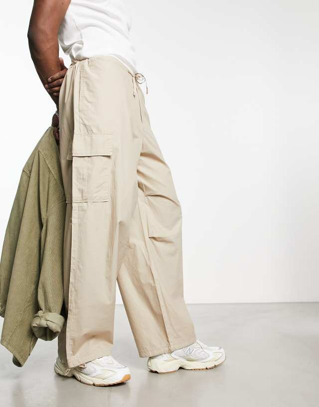 Weekday Mats baggy cargo pants in beige