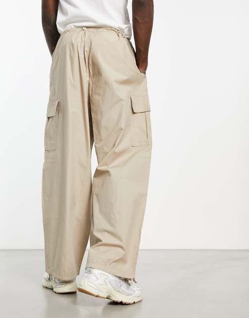 Weekday Mats baggy cargo pants in beige | ASOS