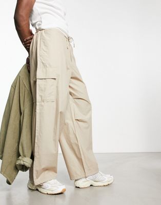 Weekday Mats baggy cargo trousers in beige