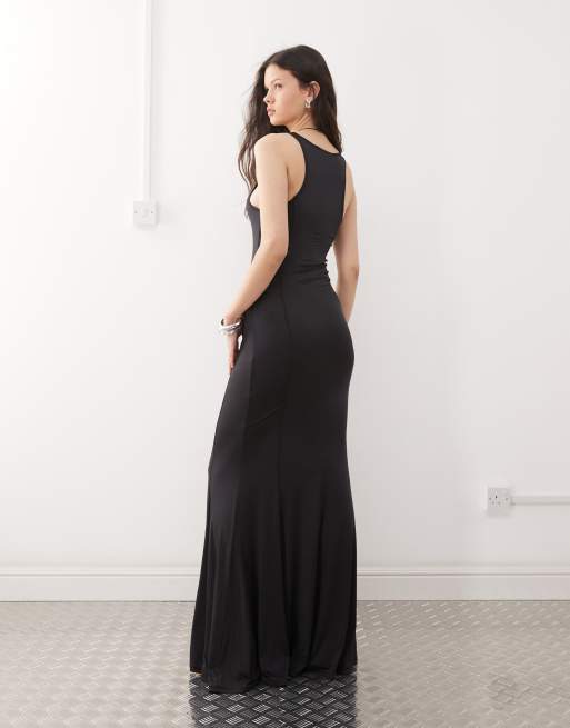 Weekday maxi dress with mermaid hem in black, 3 of 4