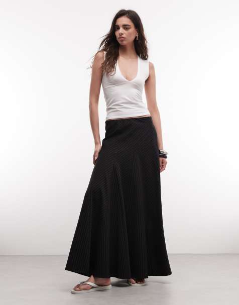 Weekday maxi skirt in black pinstripe - view 1
