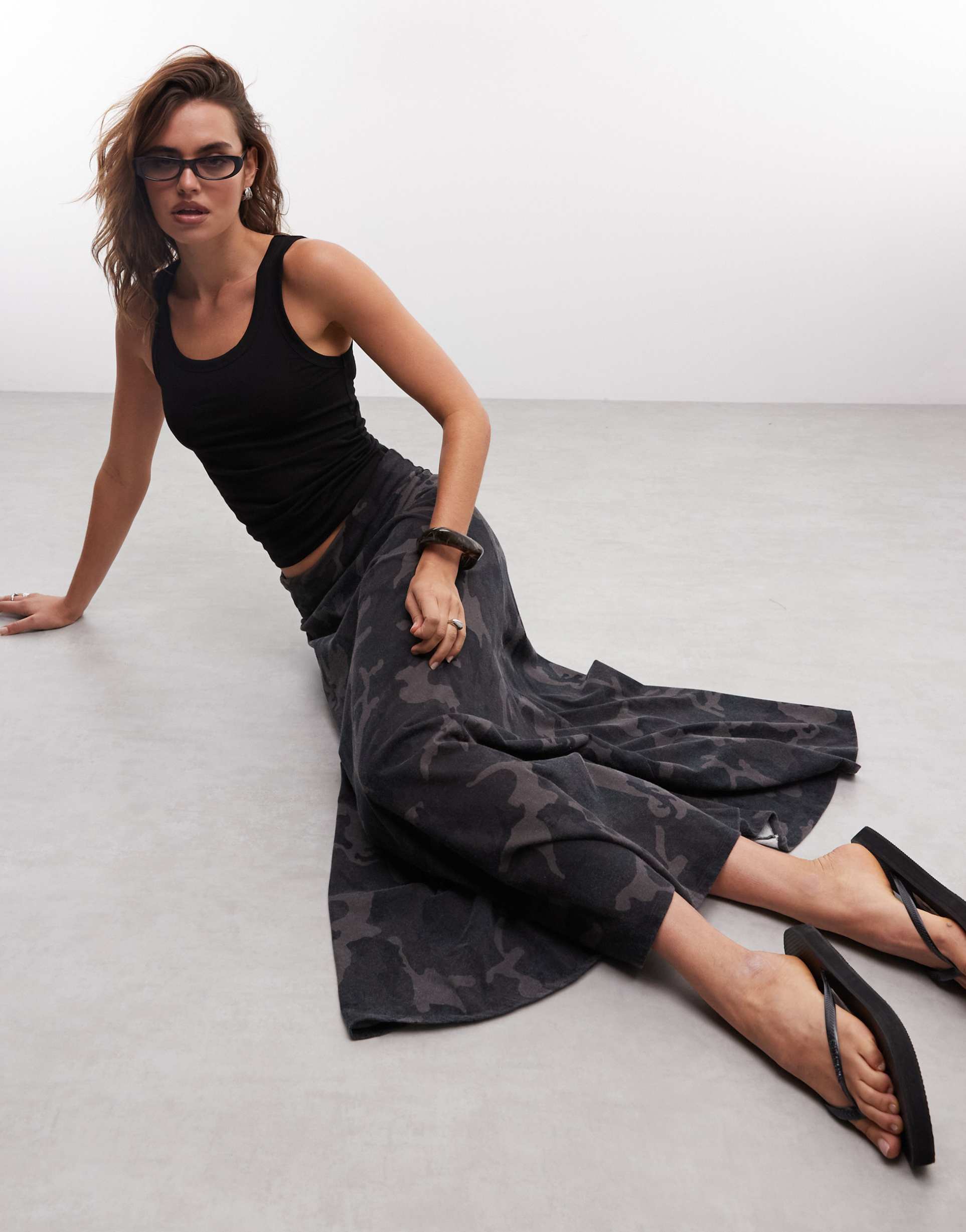 weekday maxi skirt in camo print