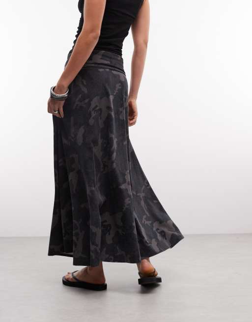 Maxi Skirt Camo Skirt Canada Grey White Camo Maxi Skirt – Kayra
