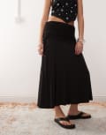 [Weekday] Weekday maxi skirt with fold over waistband in black L Black