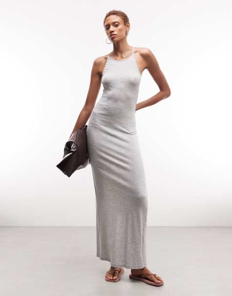 Weekday – Maxikleid in meliertem Grau mit Ringerrücken - view 1