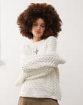 [Weekday] Weekday May asymmetric cable knit jumper in off white XS Off-white