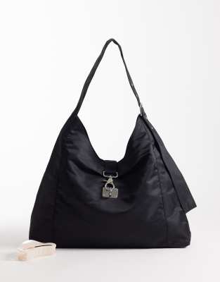 Weekday Medium Shoulder Bag With Buckle Closure Detail In Black