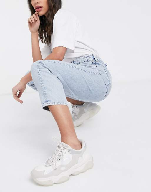 Weekday Meg Organic Cotton Mom Jean In Aqua Blue Asos