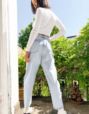 Weekday Meg organic cotton mom jeans in morning blue