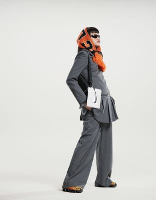 Weekday Mei Slim Fit Zip Through Blazer In Gray