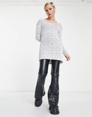 Weekday Melany Textured Knitted Mini Dress In Gray | ModeSens
