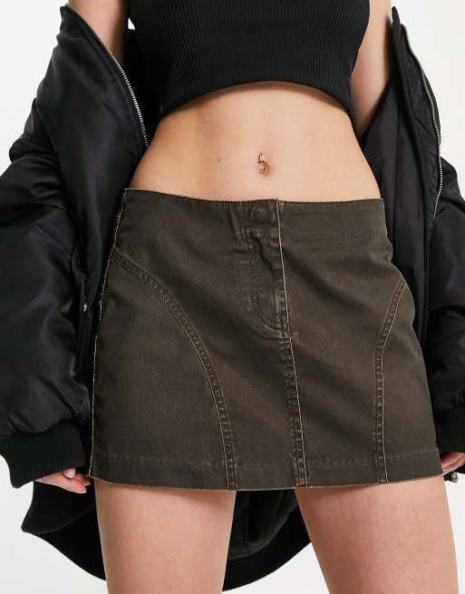 Weekday Melt co-ord acid wash mini skirt in brown | ASOS 