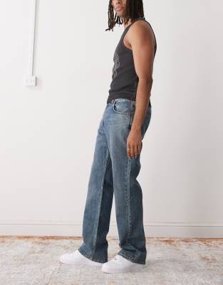 Weekday Mercury Relaxed Bootcut Flare Jeans In Blue